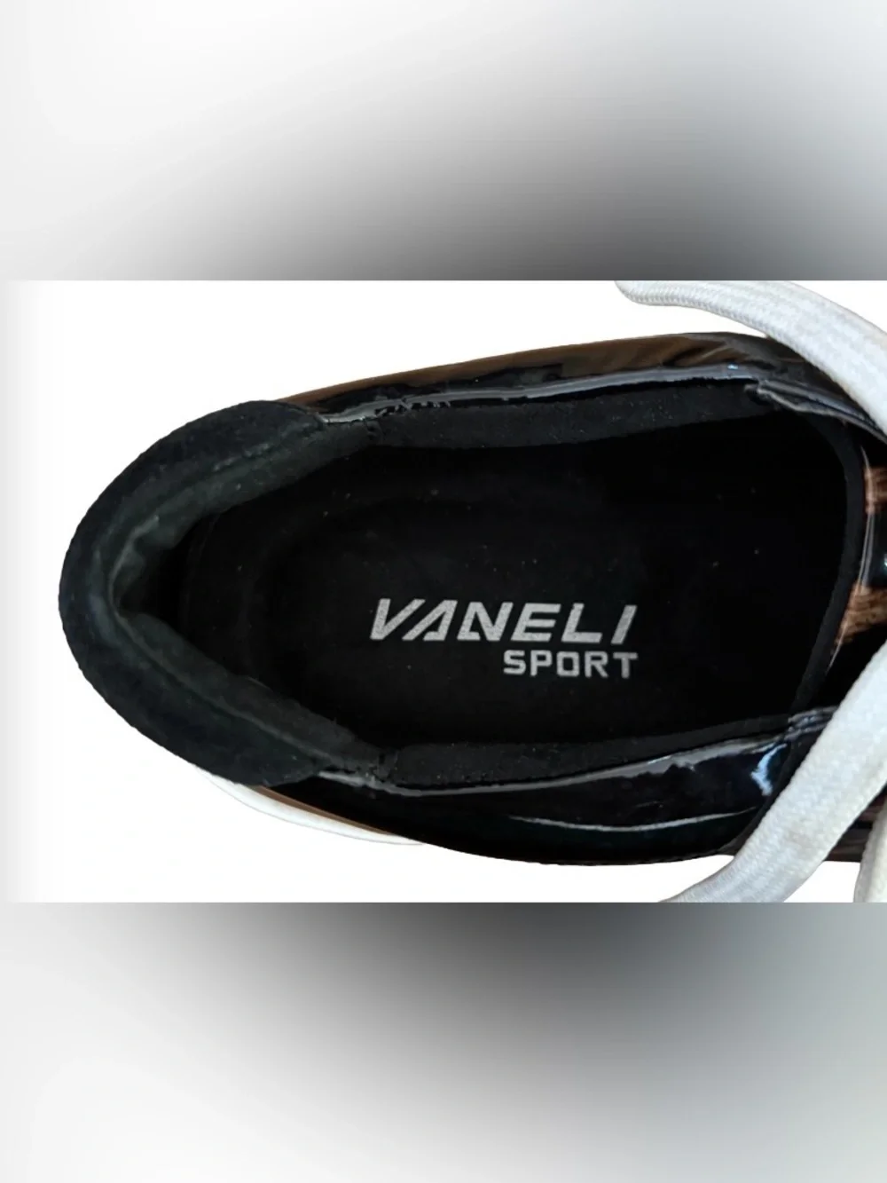 Vaneli Sport Colter Camel Leopard & blk patent lace up Snkrs WM 7.5 athleisure